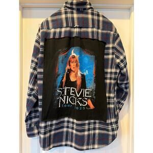 Stevie Nicks Upcycled Flannel Shirt unisex Large Tall LT